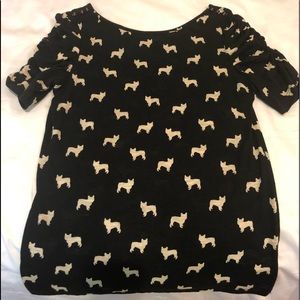 Anthropologie French Terrier Print Top